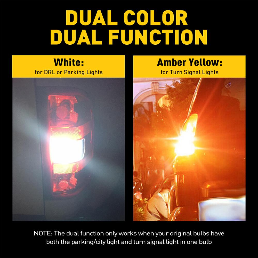 AUXITO Latest CANBUS 3157 Switchback LED Bulbs 3057 3457 4157 Dual Color Amber/White Anti Hyper Flash Built-in Resistor Error Free Turn Signal Lights and DRL/Parking Lights, Pack of 2