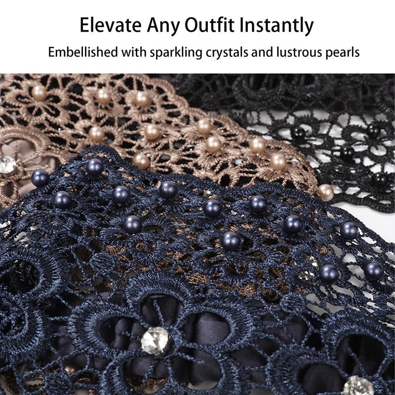 3pcs Set Boho-chic Crystal & Pearl Embellished Wide Headbands for Women – Luxury Hair Accessories, Ideal for Weddings, Vacations & Daily Styling