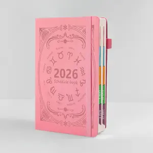Planners 2026 A5 Textured PU Portable Agenda Book English Calendar Notepads Creative Daily Planner Reminder Desktop Date