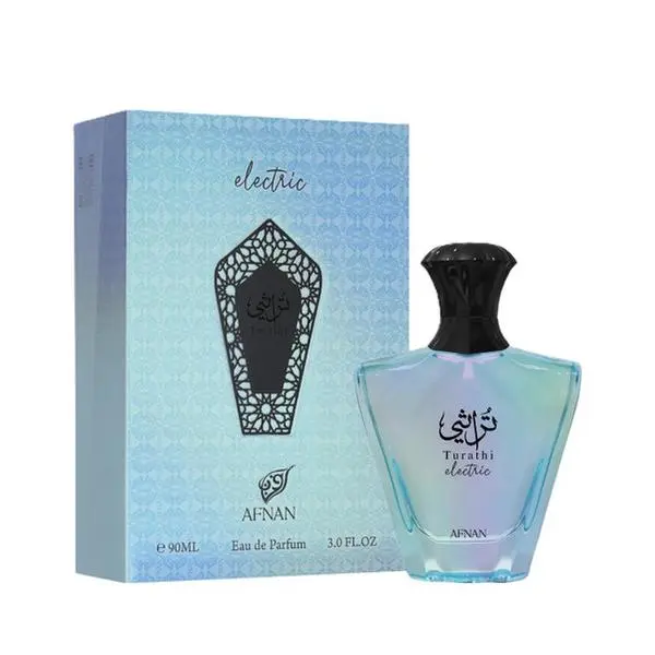 Afnan Turathi Electric Aromatic Unisex EDP (Eau de Parfum) - Youthful, Fresh Energy Citrus Woody EDP Liquid Perfumes & Scents, 90 ml-3.0 oz, Edp Scents, 90Ml, Musk, Spicy, Regular Edition, Bottle Style Unisex Fragrance