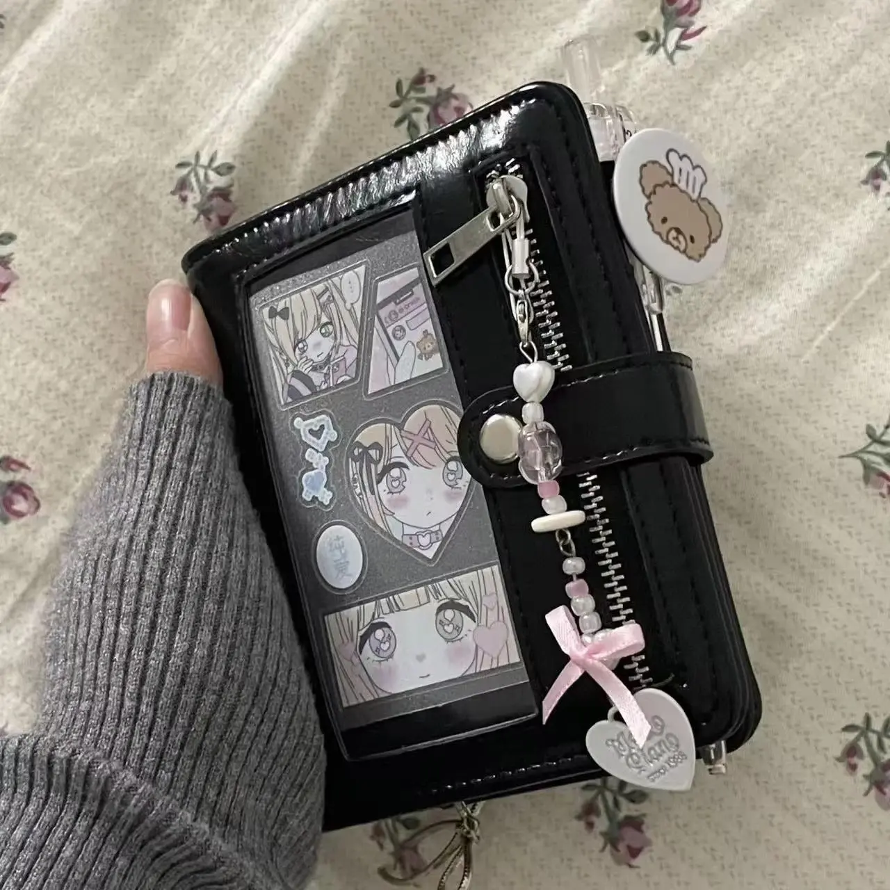 Transparent Window Japanese Style Notebook, M5 Ring Binder, PU Leather Strap, Detachable DIY, High Aesthetic, School Supplies, Office Stationery Supplies, Notes Notebook, Journal Notebook