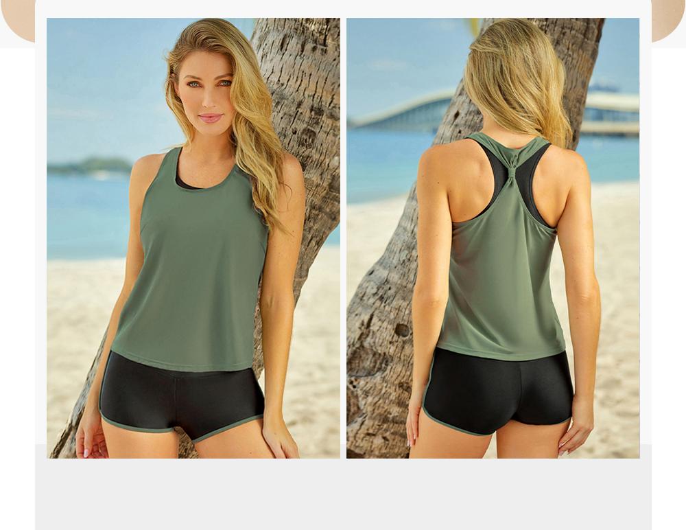 Aleumdr Womens Athletic 3 Piece Tankini Swimsuits with Shorts Swim Tank Tops with Sports Bra and Boyshorts Bathing Suits Sport Swimming Clothing Beach SpringStatements