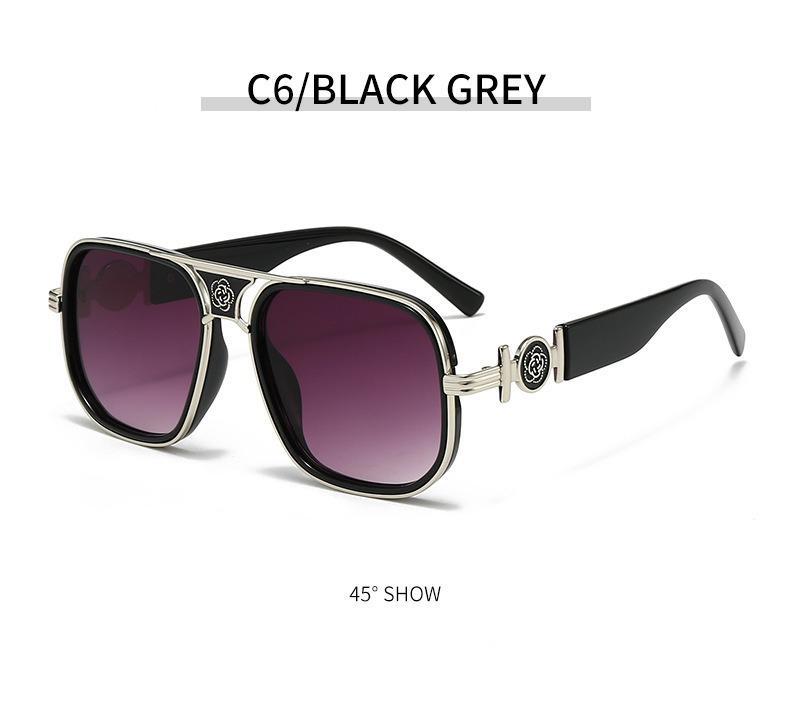 [WishOpen]2026 New Fashionable Luxury Sunglasses European and American Classic Women's Large Frame Metal Frame Casual Luxury Sense Black Frame