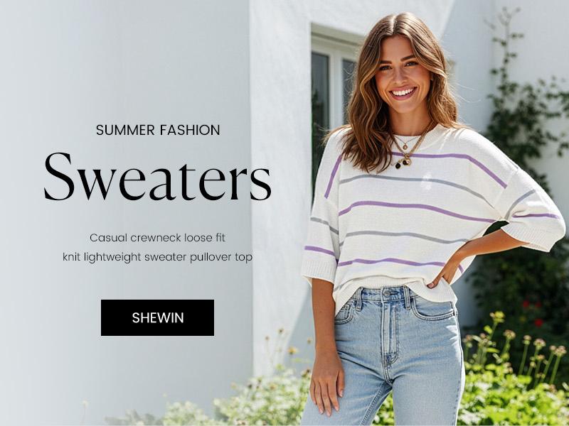 Shewin 2026 Spring/Summer Women's Short Sleeve Striped Sweatshirt - Soft Breathable Fabric Crew Neck Pullover Top for Daily Wear SpringStatements