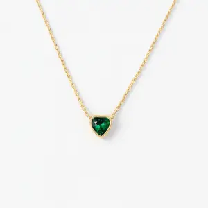 Marigold Emerald Heart Necklace | Gold Vermeil