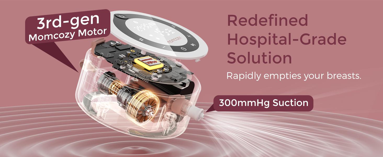 Momcozy Breast Pump V1 Pro, Hands-Free Portable Wearable Breast Pump, Upgraded Breast Pump, 3 Fine-Tuned Rhythms, 15 Levels, with Leak-Proof DoubleFit Flange, Comfort Red