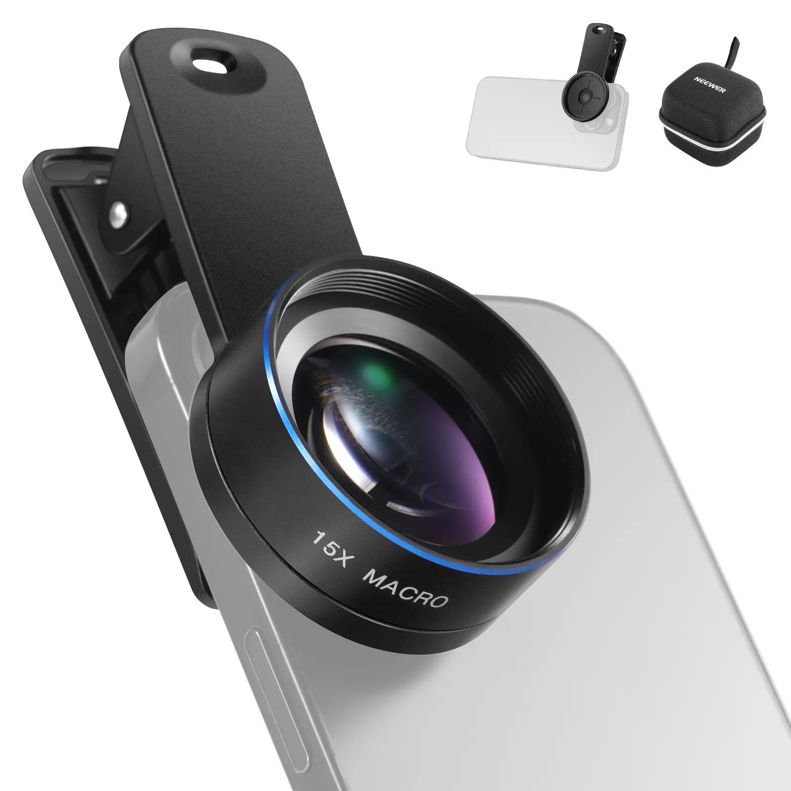 NEEWER LS-69 15X Macro Phone Lens Kit with 37mm Clamp, HD Camera Accessories for Lash/Nail Techs/Cooker/Product, Jewelry & Texture Close-Up Photography, Compatible with iPhone/Android tiktokshopbacktoschool