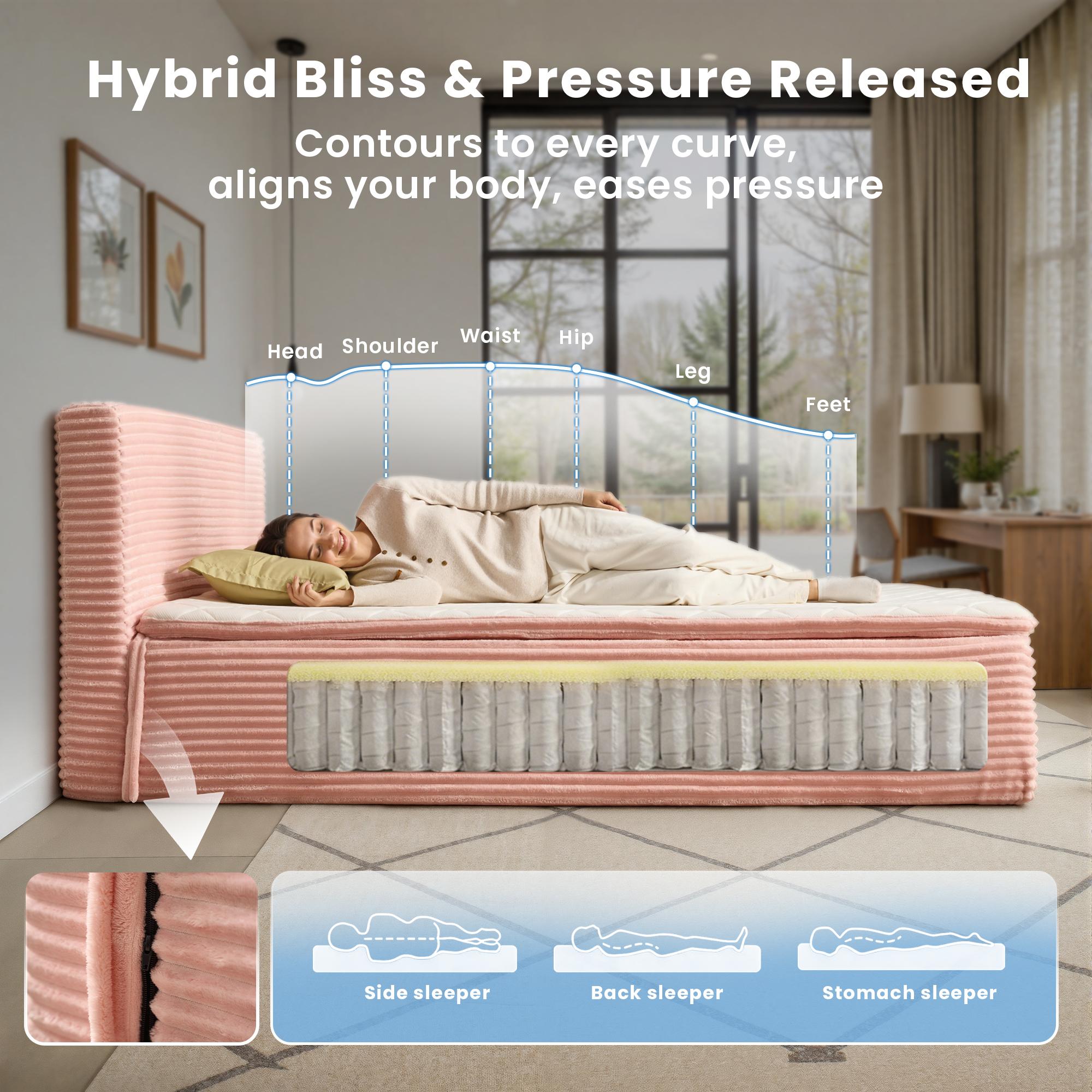 Ovios Queen Size Memory Foam Mattress with Removable Headboard, 17" Sofa Bed Full Mattress, Individually Pocketed Springs, Pressure Relief, Motion Isolation, Provides Support, CertiPUR-US Certified Ovios Queen Size Memory Foam Mattress with Removable Headboard, 17" Sofa Bed Full Mattress, Individually Pocketed Springs, Pressure Relief, Motion Isolation, Provides Support, CertiPUR-US Certified