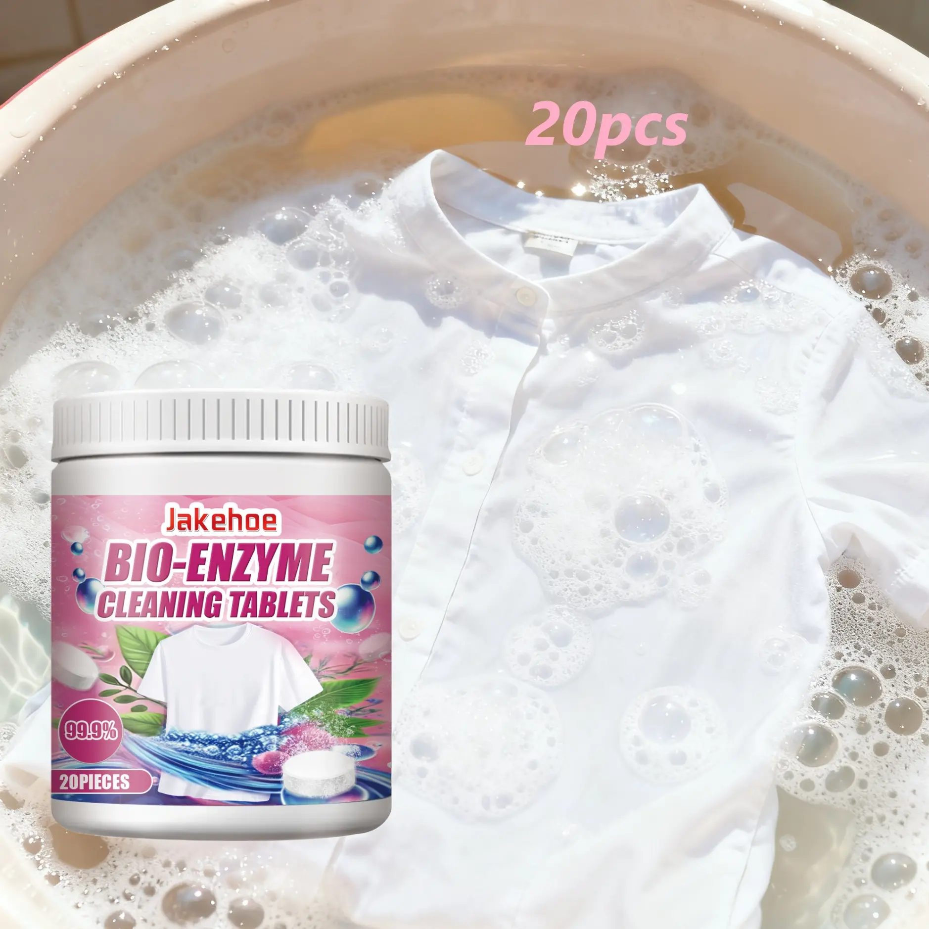 20PCS Biodegradable Household Laundry Detergent Tablets, Quick Dissolving & Powerful Stain Removal, Eco-Friendly Cleaning Solution, Stain Remover