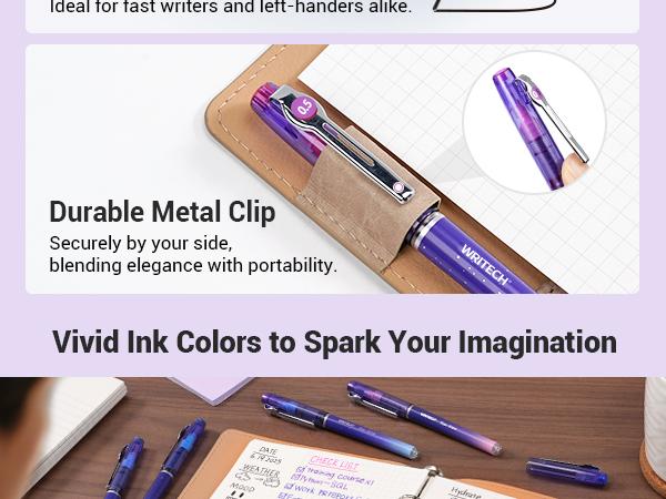 WRITECH Liquid Ink Rollerball Pens 8ct Assorted Colors 0.5mm Tip for Smooth Writing, Coloring, Drawing, and Journaling WRITECH Liquid Ink Rollerball Pens 8ct Assorted Colors 0.5mm Tip for Smooth Writing, Coloring, Drawing, and Journaling