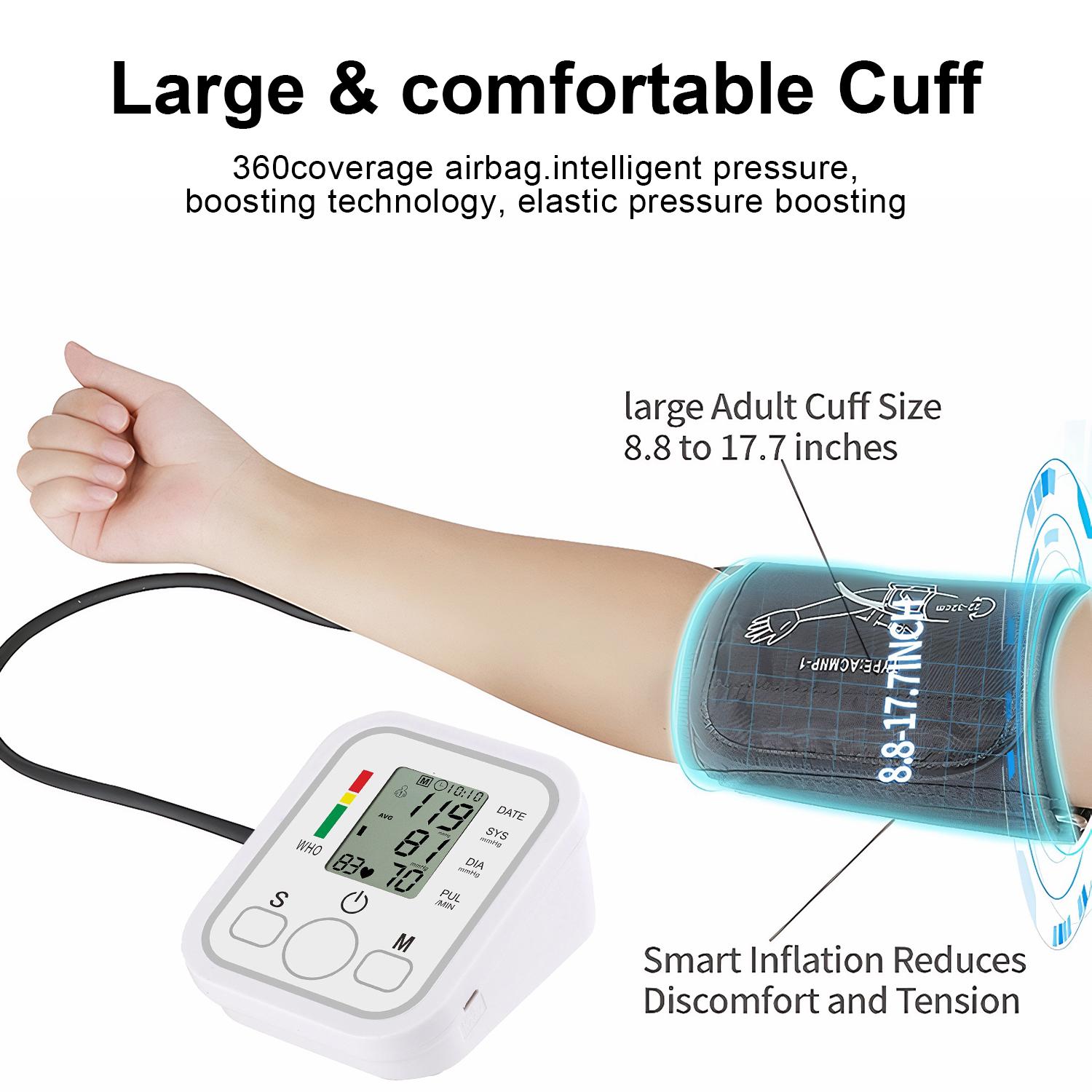 Blood Pressure Monitor, Blood Pressure Machine Upper Arm Large Cuff(8.8"-17.7"), High Automatic Blood Pressure Monitors Cuff for Home Use, (BP) Manual Arm Blood Pressure Monitors, 2 * 99 Memory