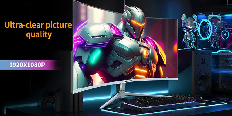 Gawfolk 27-inch Curved Gaming Monitor 100Hz, PC Screen Full HD 1080P, Frameless 1800R Computer Screen With FreeSync And Eye Care Technology, Supports VESA