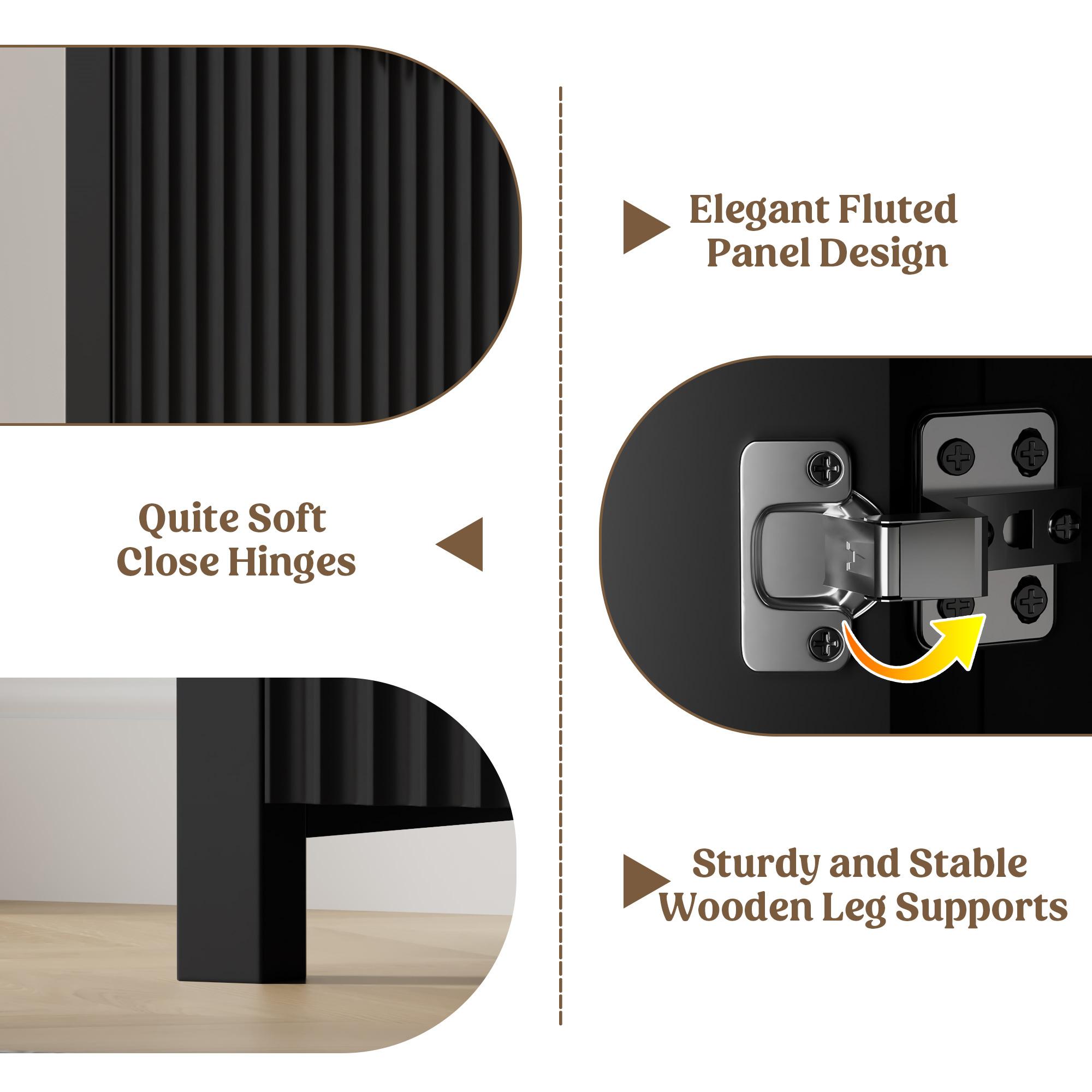 Aowos Modern Fluted Sideboard, Sideboard Cabinet, Wooden Dresser for Bedroom with 2 Wide Drawers, Entryway Table, 55" Buffet Cabinet with 2 Adjustable Shelves, Storage Cabinet for Dining Room, Entryway, Kitchen Aowos Modern Fluted Sideboard, Sideboard Cabinet, Wooden Dresser for Bedroom with 2 Wide Drawers, Entryway Table, 55" Buffet Cabinet with 2 Adjustable Shelves, Storage Cabinet for Dining Room, Entryway, Kitchen