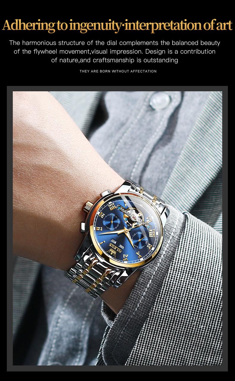 Genuine high-grade luxury hollow design multi-function dial men's watch OLEVS brand flagship new luminous waterproof fully automatic mechanical watch 6607