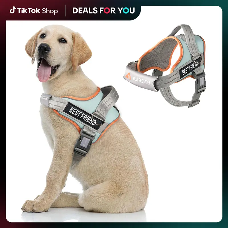 【#backtoschool】AUROTH No Pull Dog Harness Straps, Safety Harnesses for Dogs – Soft Padded Service Vest, Reflective, Adjustable, Easy On & Off – Ideal for Walking & Training, Fits Small, Medium & Large Dogs