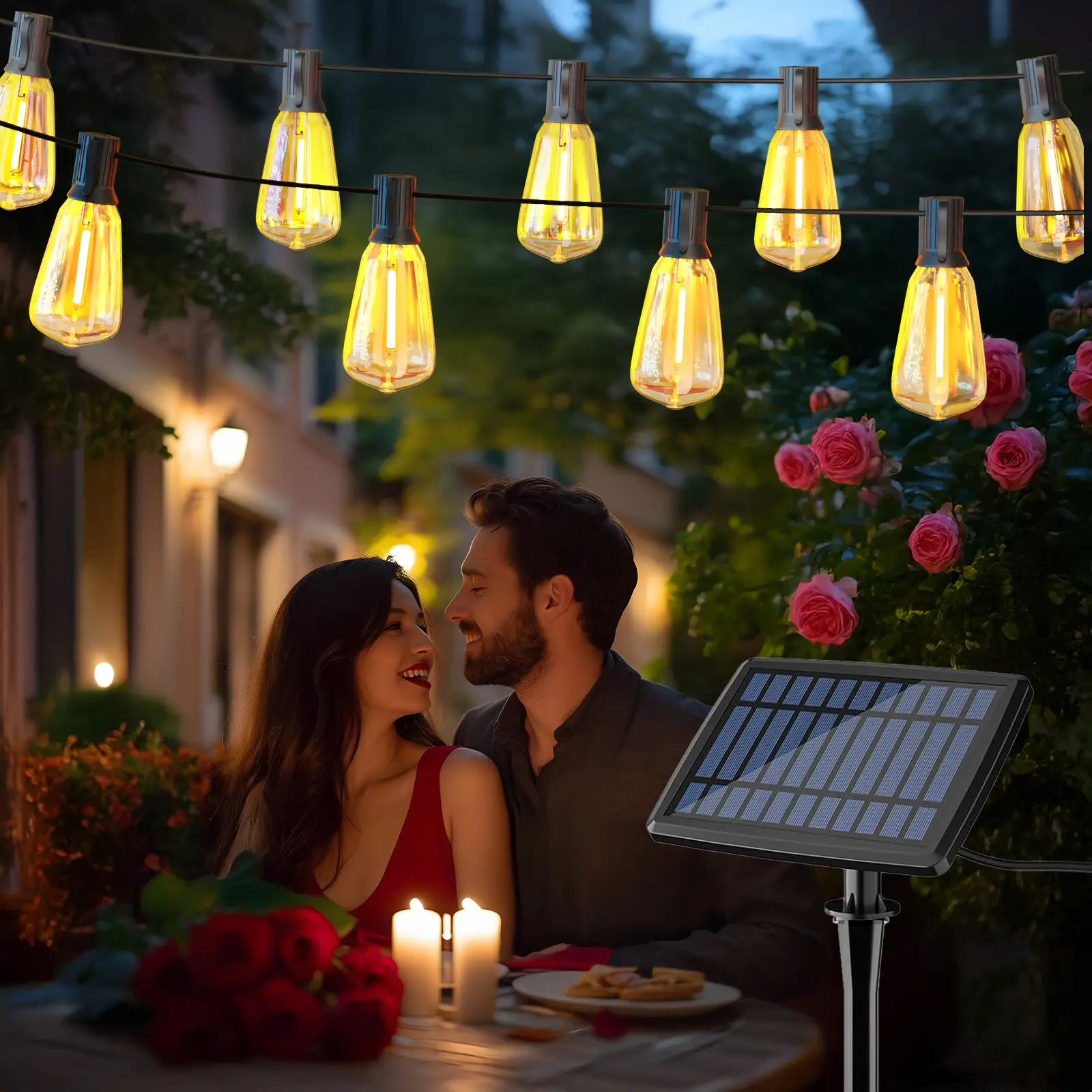 DAYBETTER Dimmable Waterproof Solar String Lights, 4 Lighting Modes with Remote Control, Ideal for Patio, Landscaping Decor,dorm essentials,home decor,home essentials,camping essentials