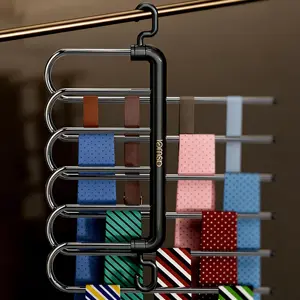 UFORU Multi-layer Pants Hanger, Stainless Steel Rack, Space Saving Storage and Organization for Wardrobe, Closet, Bedroom, Suitable for Pants, Jeans, Scarves, Hanging,home essentials.