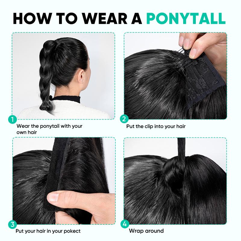[Spring Must Have] Asteria Hair Ponytail Style Human Hair Ponytail Extension Easy Clip-in Velcro Ponytail 250% Density Valentine Musts