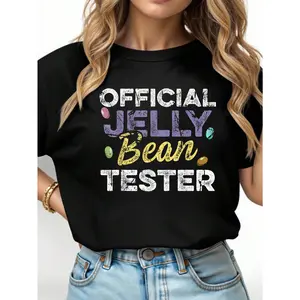 100% Cotton Unisex Official Jelly Bean Tester Funny Easter Basket Candy Lover T-Shirt Casual Fashion Top