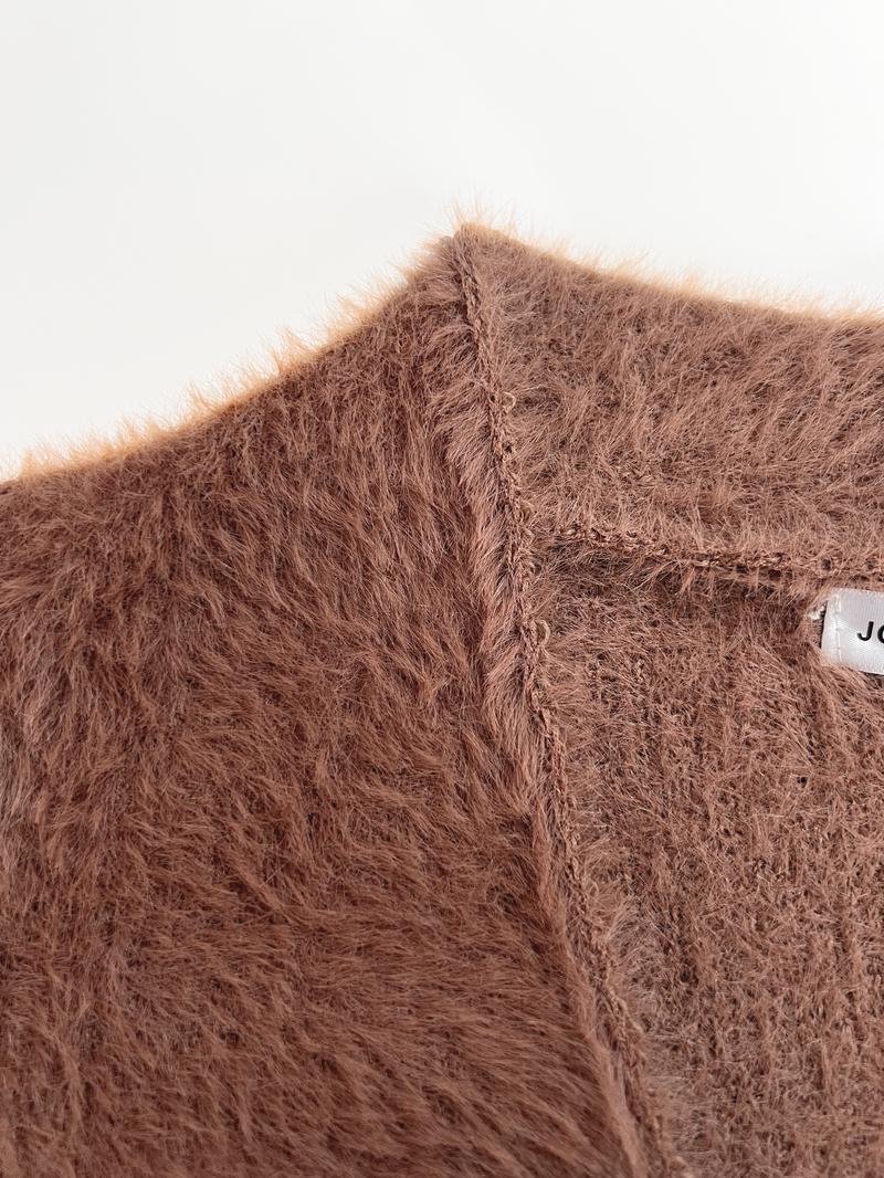 Joyfunear Women's Fluffy Longline Cardigan Wool Sweater - Soft Plush Texture & Oversized Fit for Cozy Layering