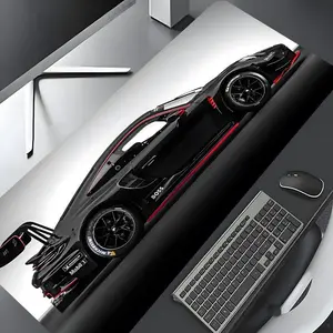 Cool Black Racing Car High-Speed Large Gaming Desk Mat, Aesthetic  Design Desktop Decoration Drotection Pad,Washable Rubber Pad Non-Slip Lock Edge Multi-Size Desk Mat Suitable For Home Office,Good Gift for Family and Friends,Gaming Mousepad