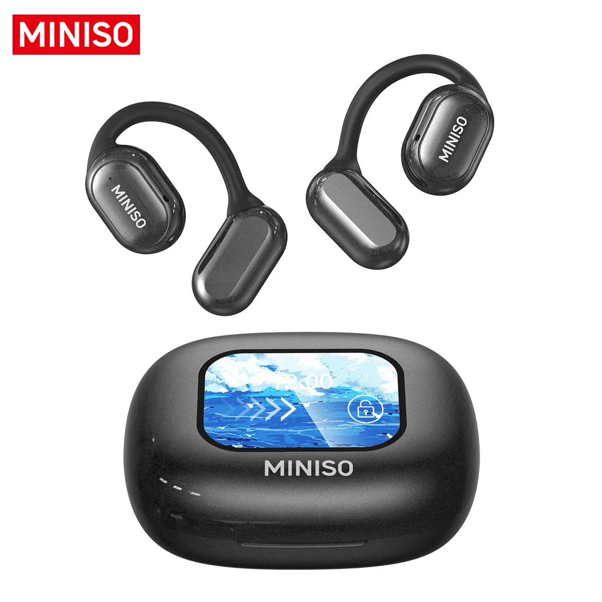MINISO X30 OWS Open Ear Bluetooth Earbuds - HIFI Audio, IPX5 Waterproof, Touch Control, Built-in Mic, Electronic Headset for Mobile Devices, LCD-Compatible Wireless Headphones