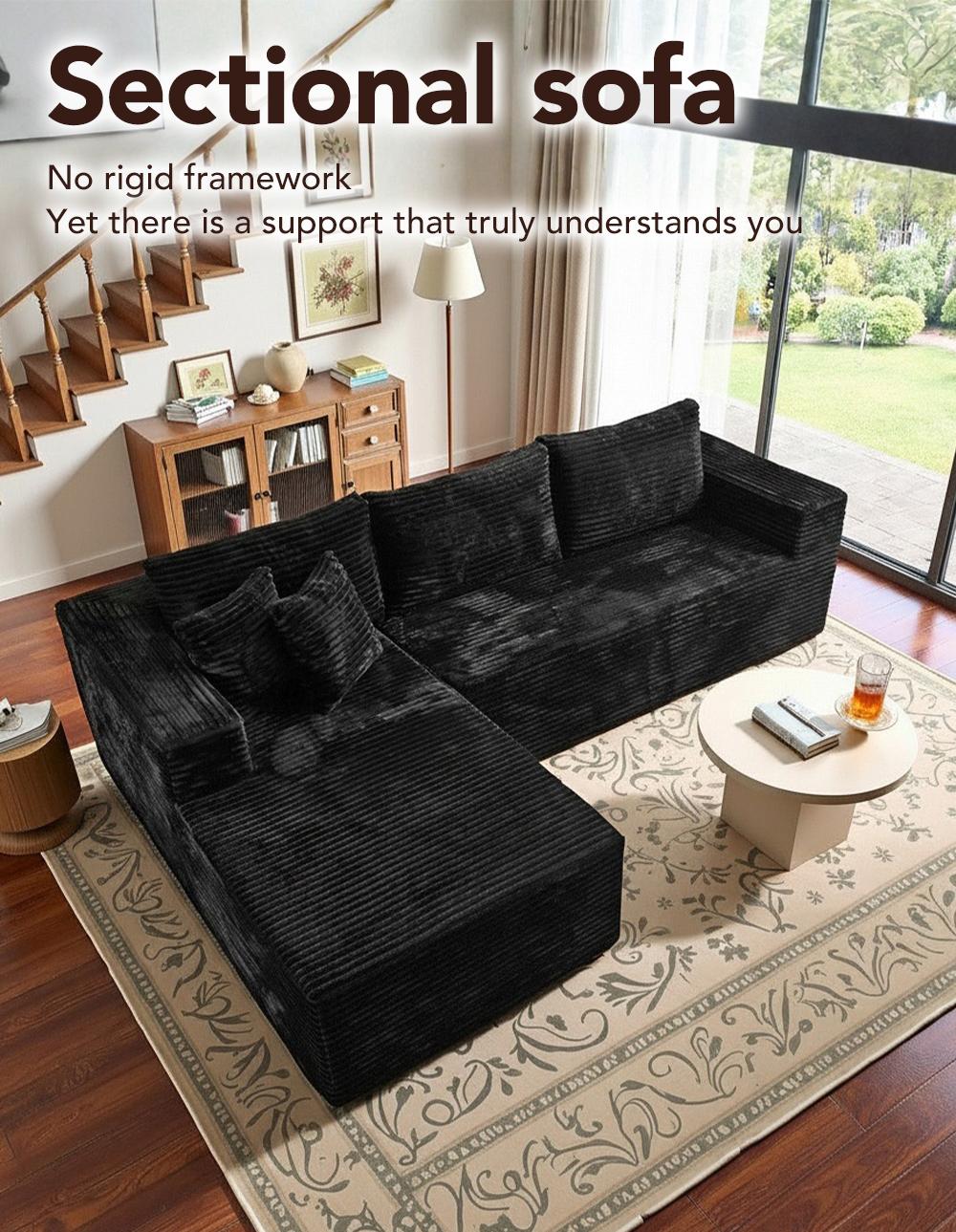 Modern Chenille Soft Cushion Modular Sofa Set, L-Shaped Modular Living Room Sofa Set, Free Combination Sofa for Living Room and Room (Side Recliner) Boneless Sectional Couch home Sofa family Couch boneless couches for living room