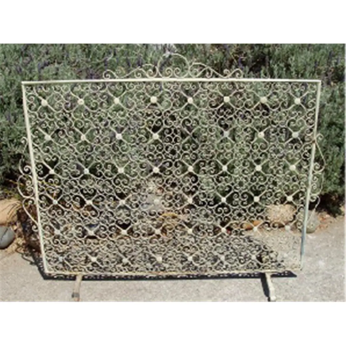 Minuteman 3576970 Antique Rectangular Iron Fireplace Screen Stand with Scrollwork - Indoor Room Divider Furniture, Room Accessory