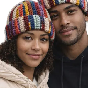 Handmade Multicolor Crochet Beanie | Cozy Winter Hat | Unisex Streetwear
