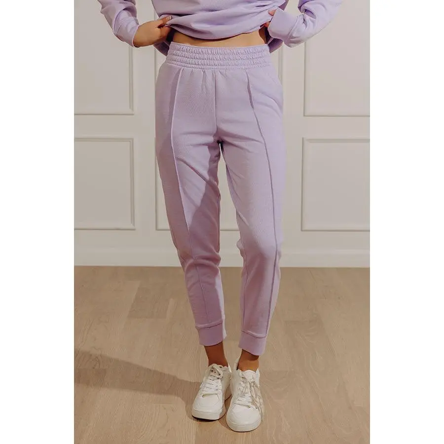 Effortlessly Soft High Waist Scuba Pants in Lavender