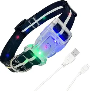 DBDD Light Up Dog Collar, USB Rechargeable Flashing LED Dog Collar, Adjustable Comfortable Glow in The Dark Puppy Collars, Safe Dog Collar Light for Medium Large Dogs