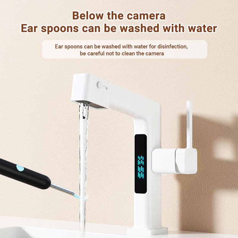 Smart 1080P HD Ear Camera Kit 9 Piece Set for iPhone & Androidh 6-9 Soft Silicone Spoons Rechargeable Battery Black Safe Wax Removal Tool with Crystal Clear View