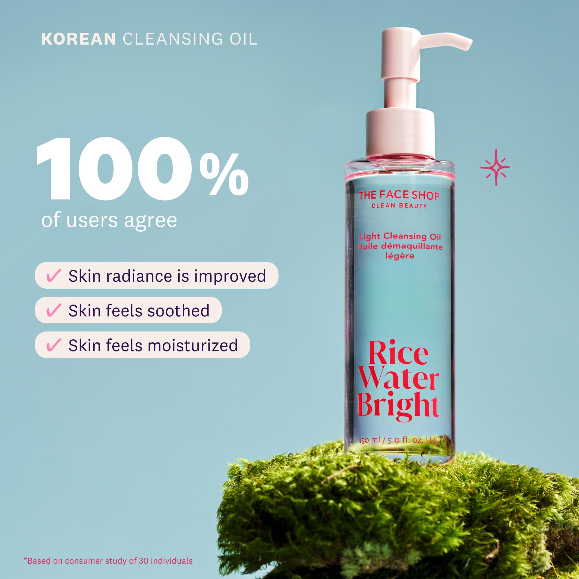 [THE FACE SHOP] Rice Water Bright Light Facial Cleansing Oil (150ml)ㅣDeep Cleansing Daily Makeup Remover with Ceramide & Vitamins for Hydrated, Radiant Skin l Vegan l Korean Skincare