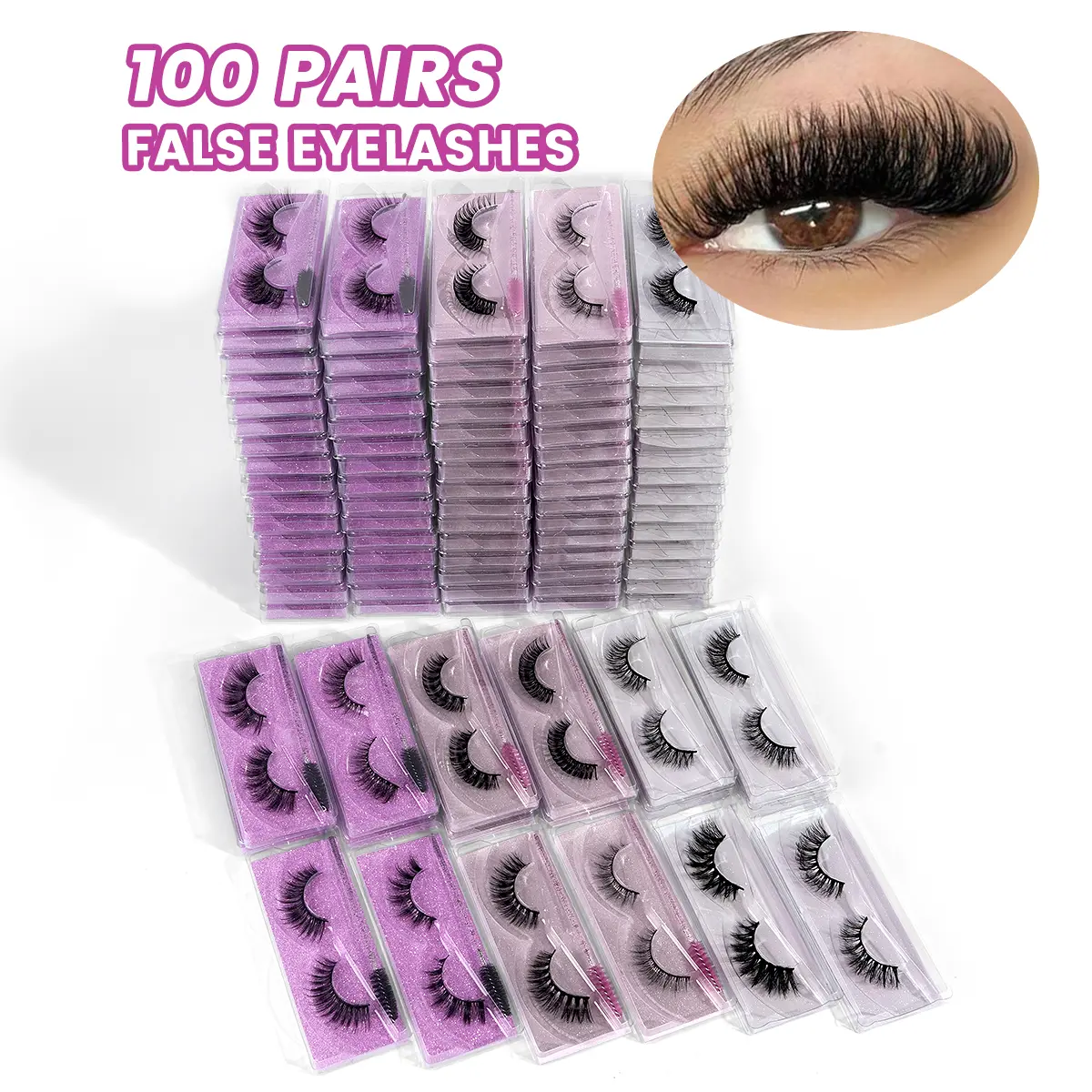 MAGEFY Fluffy False Eyelashes Kit,60/100 Pairs 12 Styles,Wispy Cat-Eye & Natural Curling Strip Lashes with Tools, Summer Makeup Eye Extension Set#DealsForYouDays#SummerWins