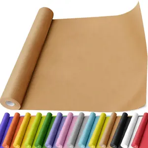 Brown Kraft Paper Roll 17.5" x 600" (50') for Gift Wrapping Bulletin Board Craft Art Bouquet Flower Packing Moving Shipping Floor Covering Table 70GSM 50LB (Brown, 17.5" x 50')