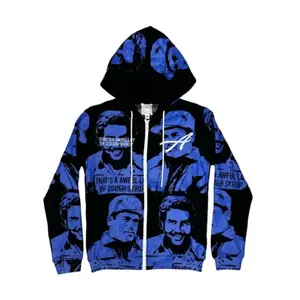 Men’s Oversized Sherpa Zip-Up Hoodie – Assa.li 2026 Full Graphic Print Jacket, Warm Fleece Lined Winter Streetwear, Ideal Gift for Boyfriend or Husband