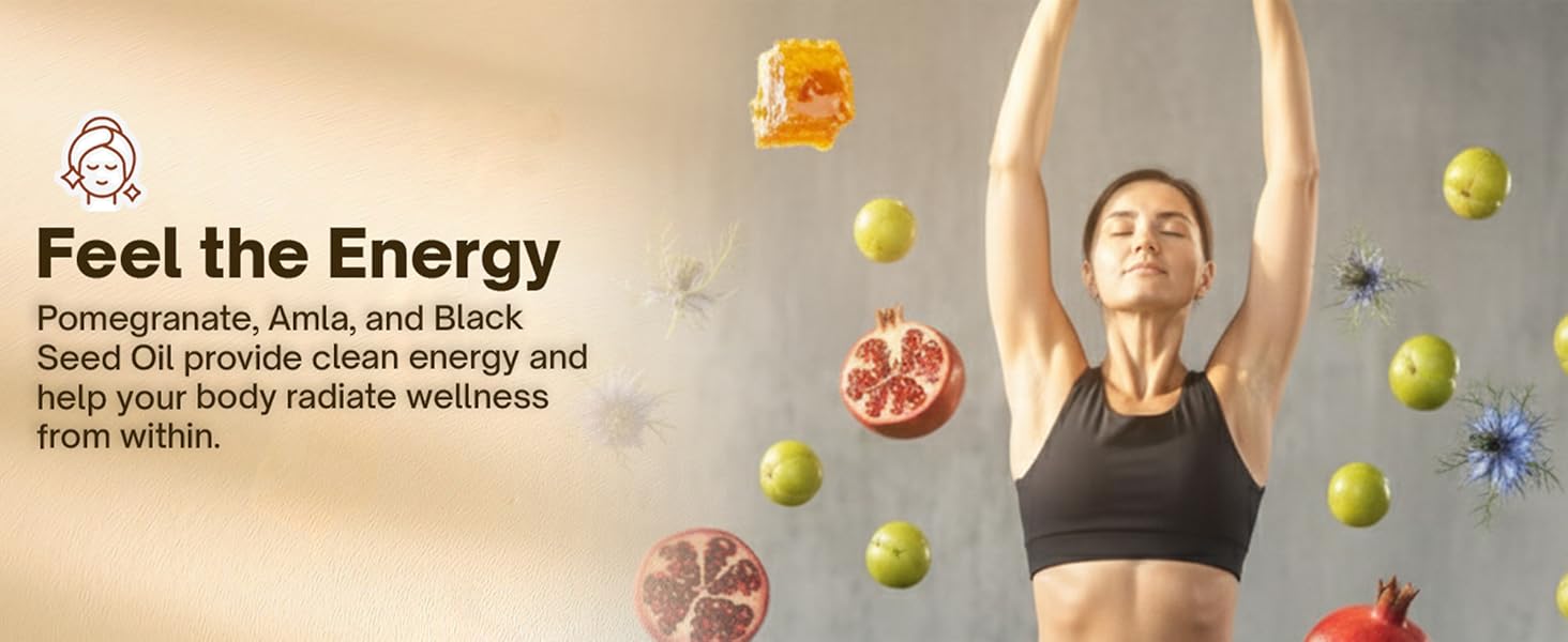 90 Black Seed Oil Gummies | 500mg Cold-Pressed Black Seed Oil, Amla, Bamboo, Fo-Ti, Nettle Leaf, Gotu Kola Extract | Vegan, Non-GMO Gummies | Hair, Skin & Nail Nourishment | Pomegranate Flavor