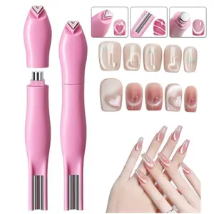 Nectarbellis 3-in-1 Cat Eye Nail Art Magnetic Tool Set,Multifunctional Heart Line Magnet Pens Stick Home Salon DIY Manicure Kit for Cat-Eye Gel Nails Polish Heart/French/Stripe/Side Light/Wide Light Effect,Beauty Nail Care Decoration Pedicure Accessories