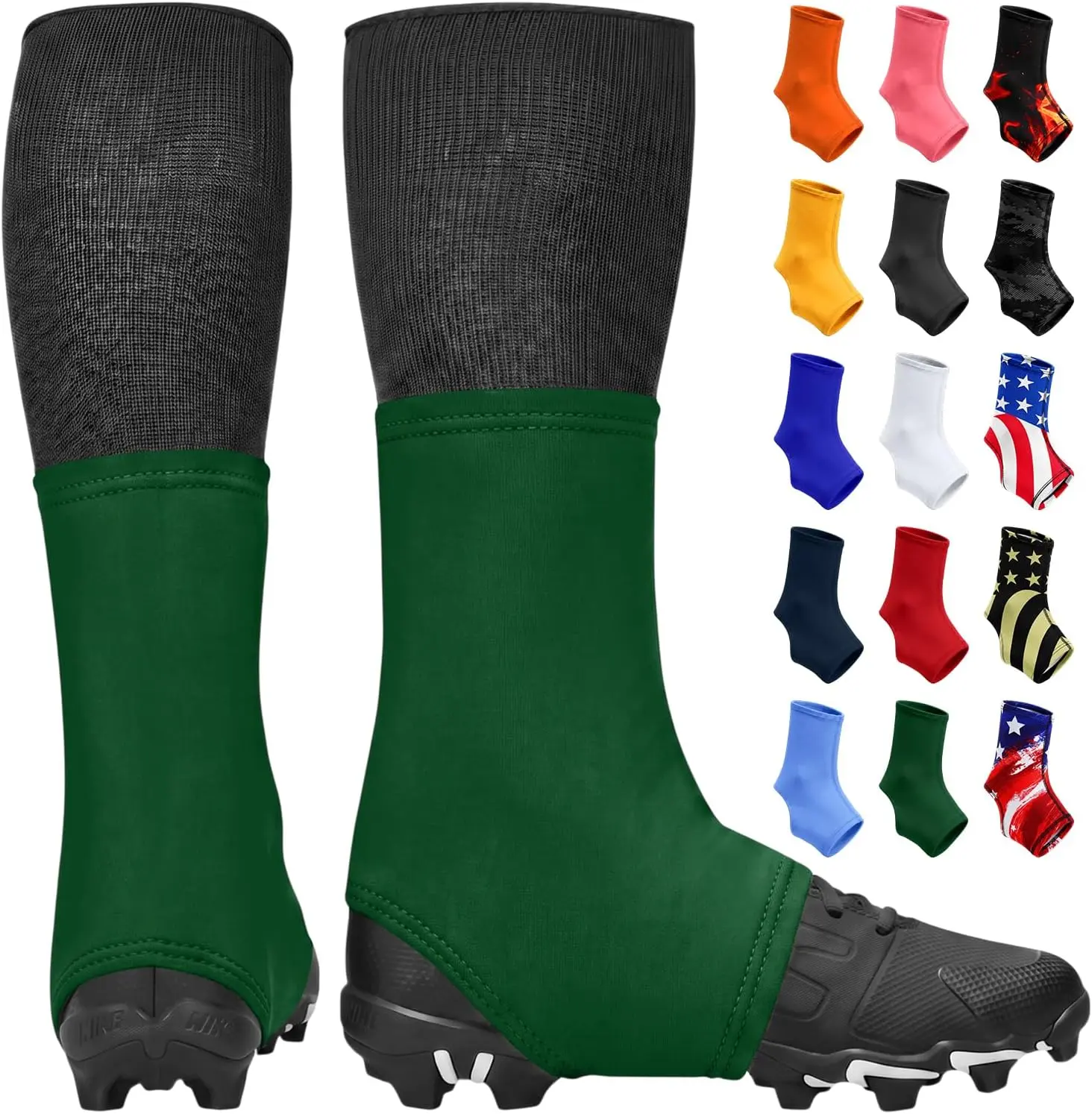 Exxact Sports Men's Flexible Football Spats - Solid White Polyester Blend Cleat Covers, Multi-Size, Machine Washable Football Shoe Accessories, Shoe Protectors