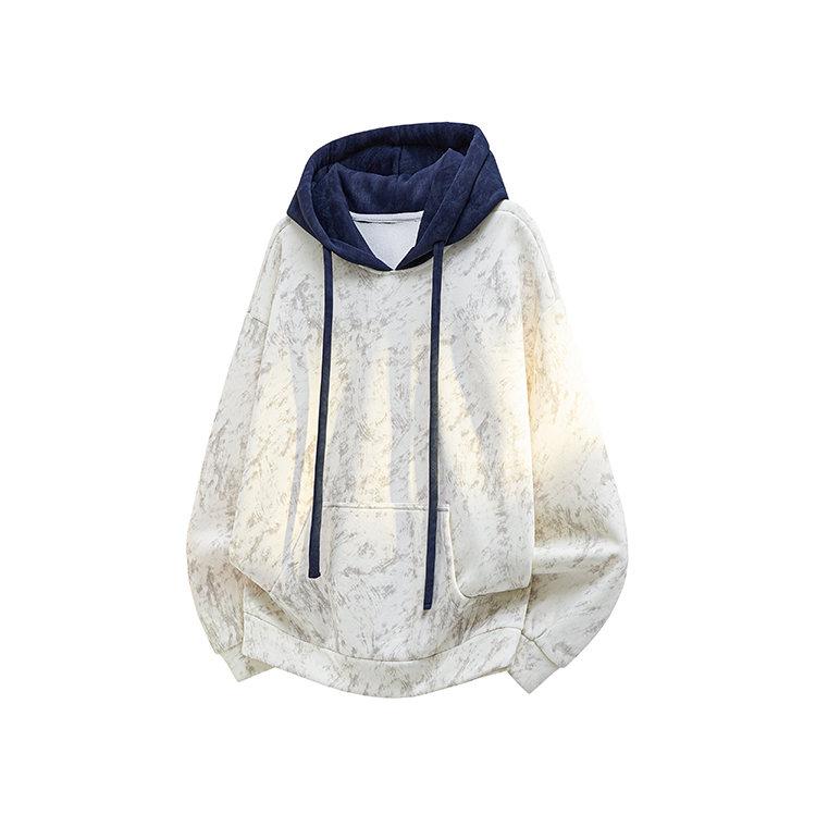 Men's Autumn And Winter Vintage Colorblock Patchwork Loose Fit Couple Hoodie, Men's Everyday Wear, Soft And Comfortable, Loose Versatile Warm Long Sleeve Hooded Jacket, Men's Hoodie