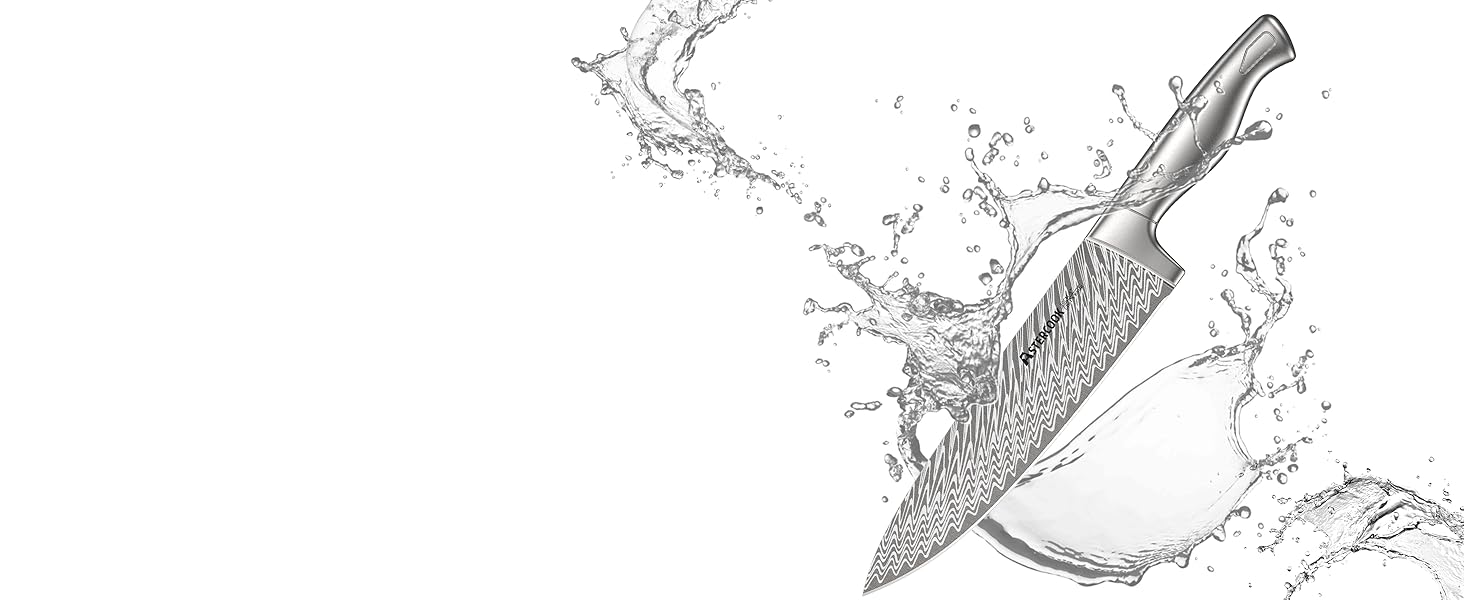 【Silver Iron Throne】Astercook Knife Set, 14-Piece Kitchen Knives Set Utensils Built-in Knife Sharpener, Dishwasher Safe Blade with Kitchen Steak Knives Steel Cutting Home