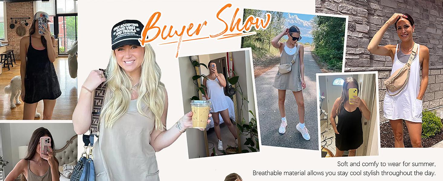 Molitree Women's Summer Sleeveless Mini Dress Athletic Dress V Neck Spaghetti Strap Short Tennis Dress with Built-in Shorts Molitree Women's Summer Sleeveless Mini Dress Athletic Dress V Neck Spaghetti Strap Short Tennis Dress with Built-in Shorts