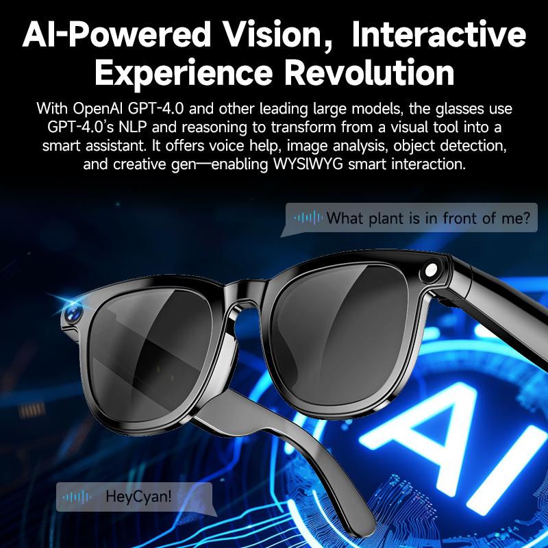 HIRO Smart AI Camera Glasses 8MP Resolution Dual Speaker Bluetooth Wireless Photochromic Lenses AI Voice Translation Hands-Free Photography Multifunctional Audio Sunglasses Christmas Gift Wearable Devices Valentine's gift