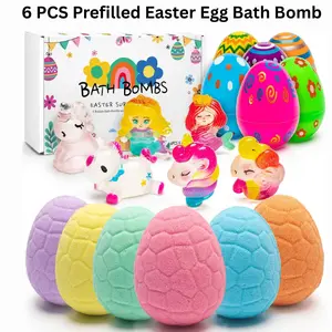 6PCS Prefilled Easter Egg Bath Bombs for Kids with Toy Inside – Easter Basket Stuffers, Egg Hunt Party Favors, Gifts for 3-6 Year Old Girls- Easter Gift