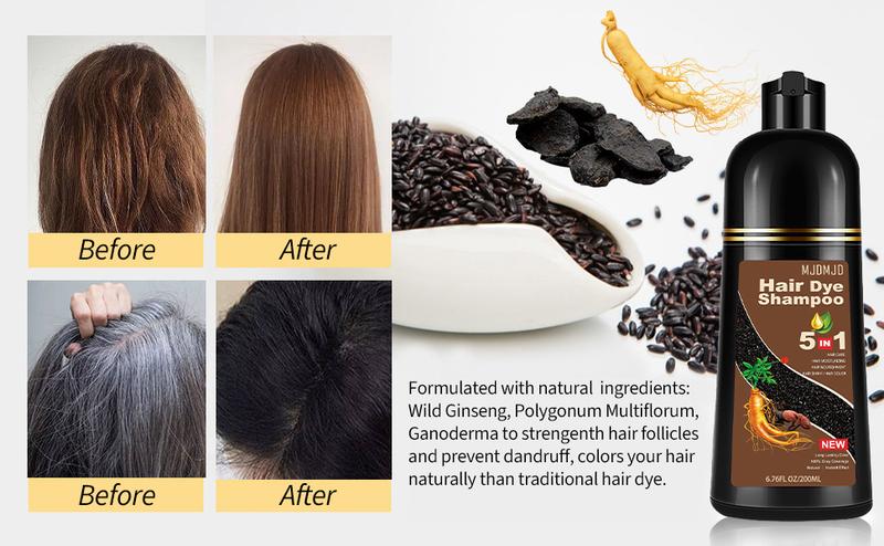 Blonde Brown Hair Dye Shampoo 5-in-1 – Safe & Natural Herbal Formula for Men & Women, Long-Lasting Color Shampoo for Gray Coverage, Champú Para Canas / Shampoo Para Pintar El Cabello, 200ml (Blonde Brown) Haircare Golden