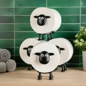 2pcs Cute Animal Toilet Paper Holder Set, Humorous Bathroom Decor Stand-Up Napkin Dispenser,Fun Toilet Decoration,Sheep Design