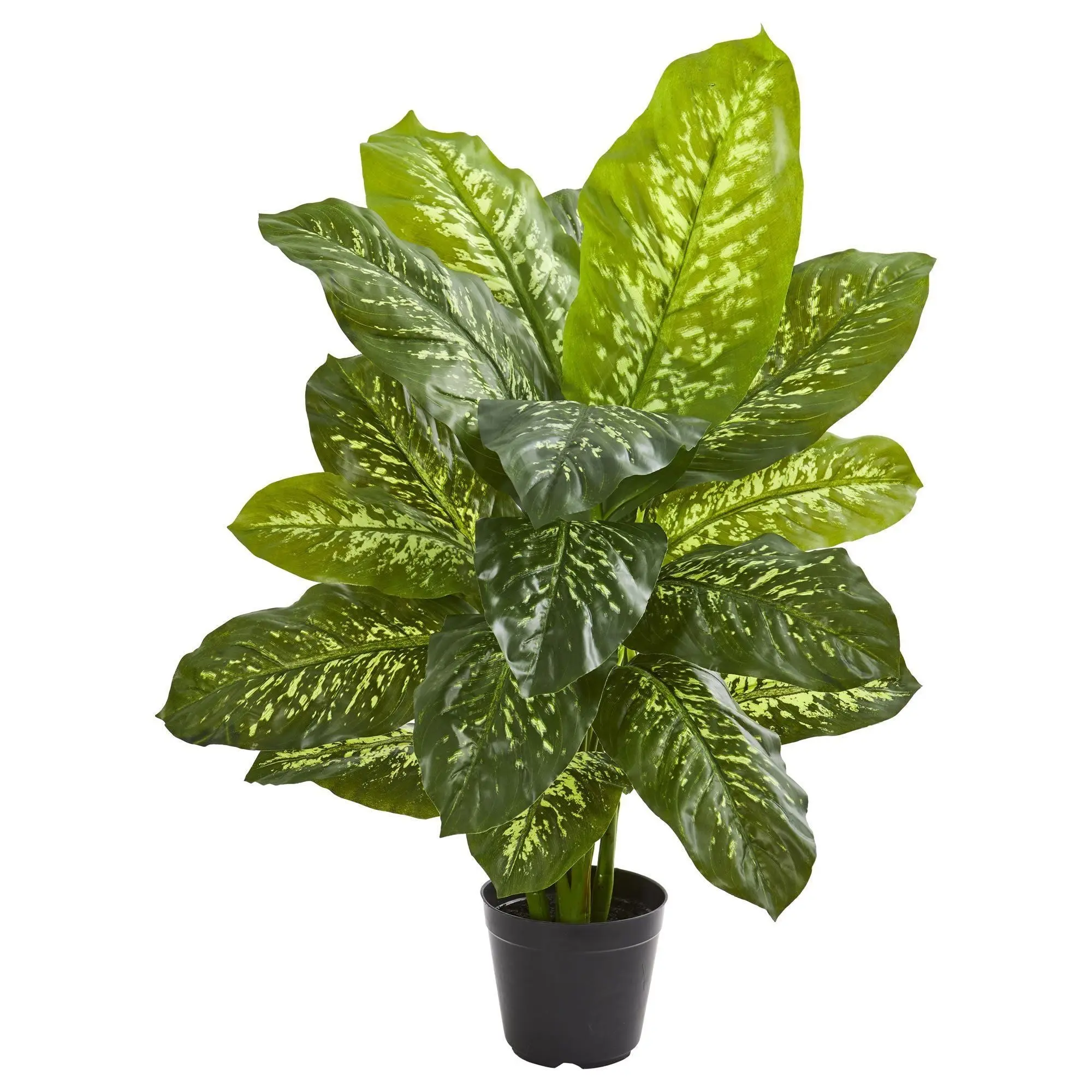 34 In Synthetic Dieffenbachia Leaf Artificial Plant - Real Touch, Slightly Variegated Leaves, Artificial Faux Greenery for Home Decor, Room Accent