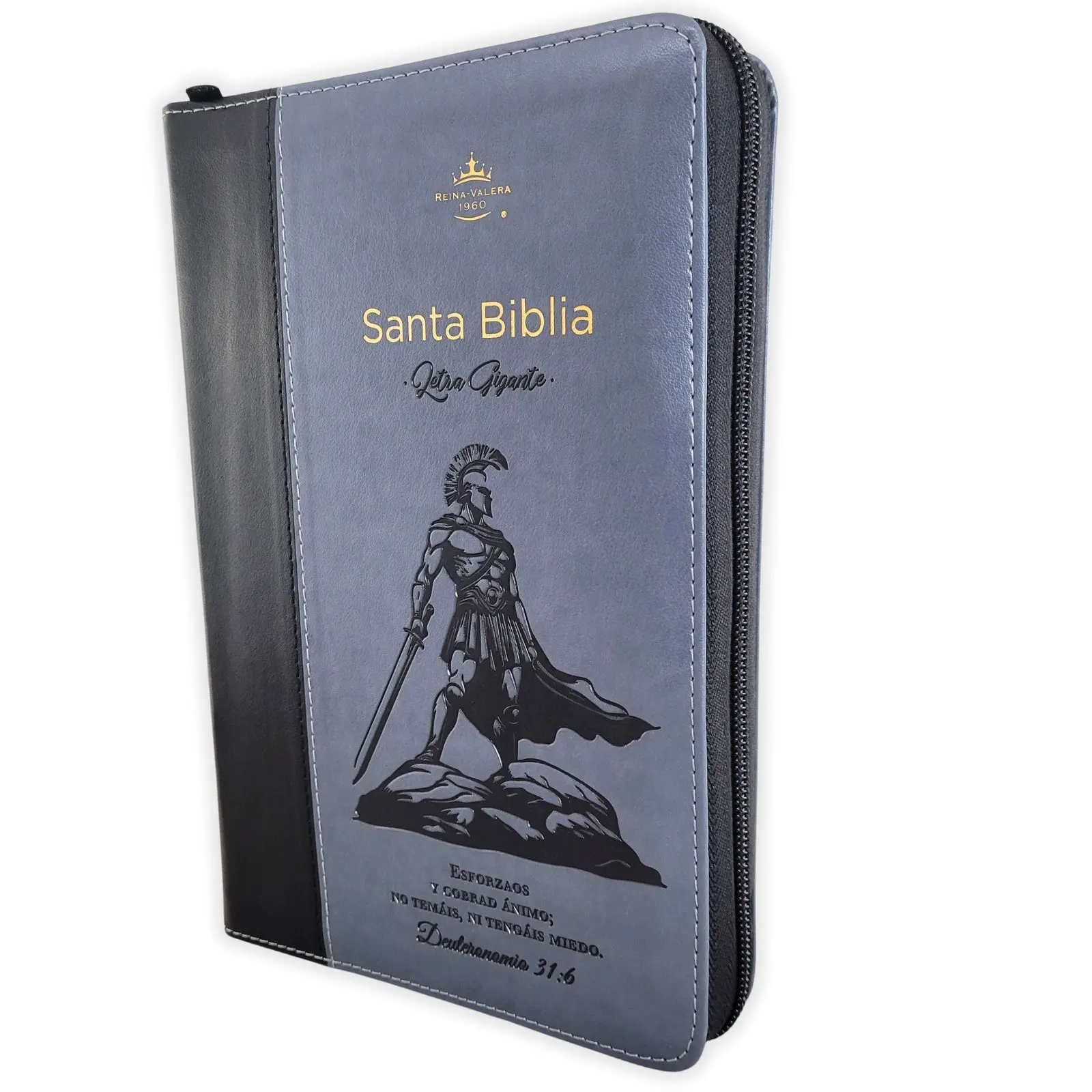 Biblia con Cierre Letra Gigante Manual 14 puntos RV1960 imit piel duotono gris y negro - Deuteronomio 31:6