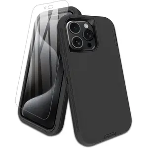 Entronix 2-in-1 Heavy-Duty Case & Screen Protector for iPhone 14 Pro Max – Shockproof Full-Body Protection, Easy Install, Black Cover Protective Tempered Dustproof