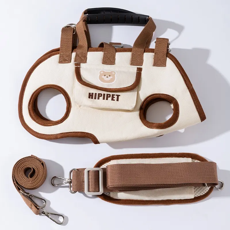 Multifunctional Spine-Safe Detachable Animal Carrier Sling for Small Dogs & Cats - Outdoor Use, 6 Ways to Wear, Storage Pocket, Single Shoulder Strap & Double Backpack Straps for Front Chest-Crossbody-Side Carry